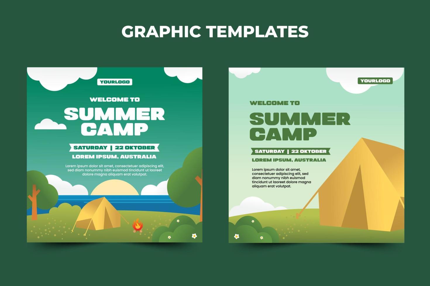 plantilla gráfica de campamento de verano fácil de personalizar diseño simple y elegante vector