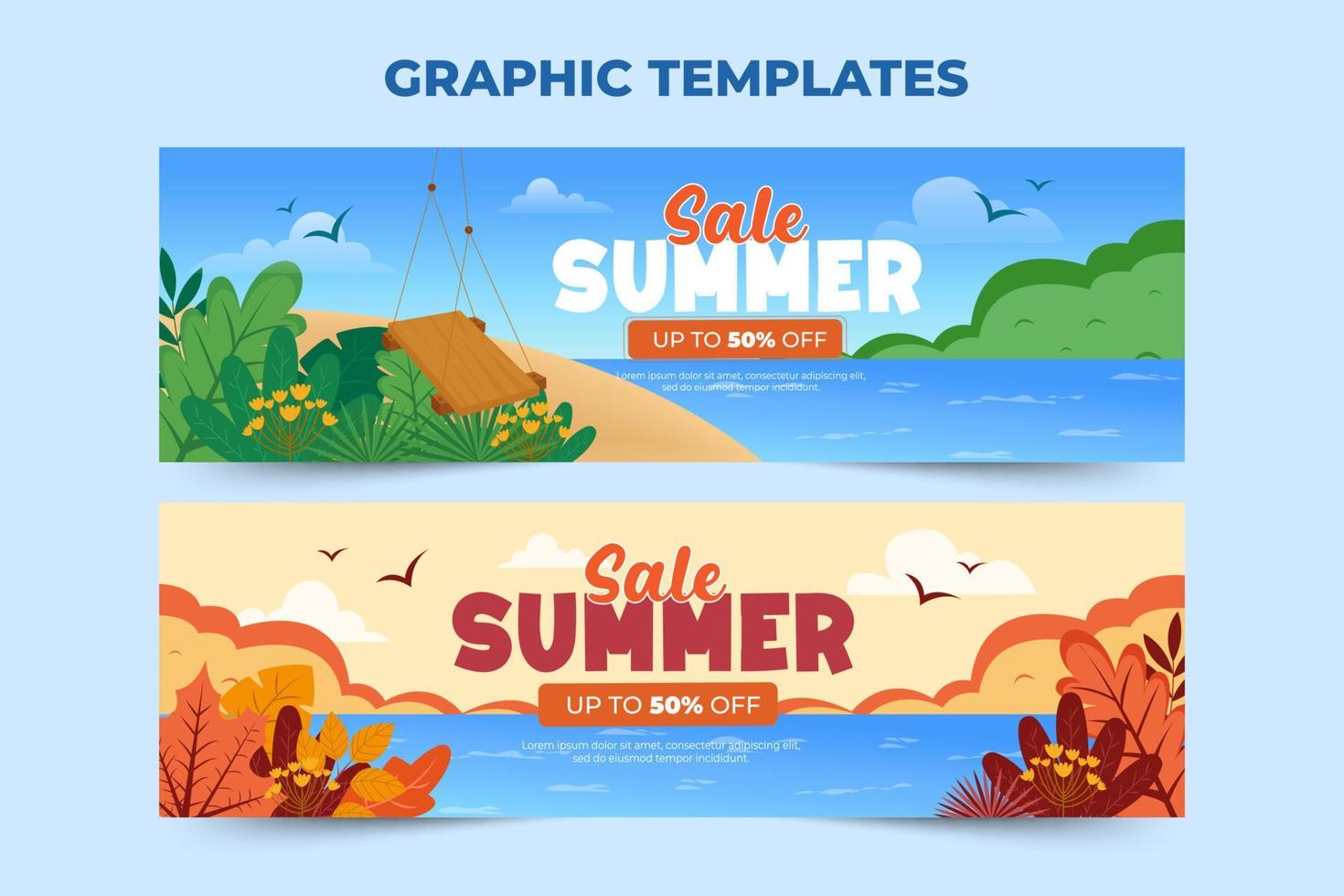 plantilla gráfica de venta de verano fácil de personalizar diseño simple y elegante vector