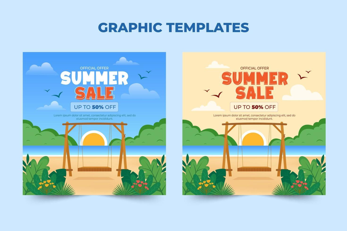 plantilla gráfica de venta de verano fácil de personalizar diseño simple y elegante vector