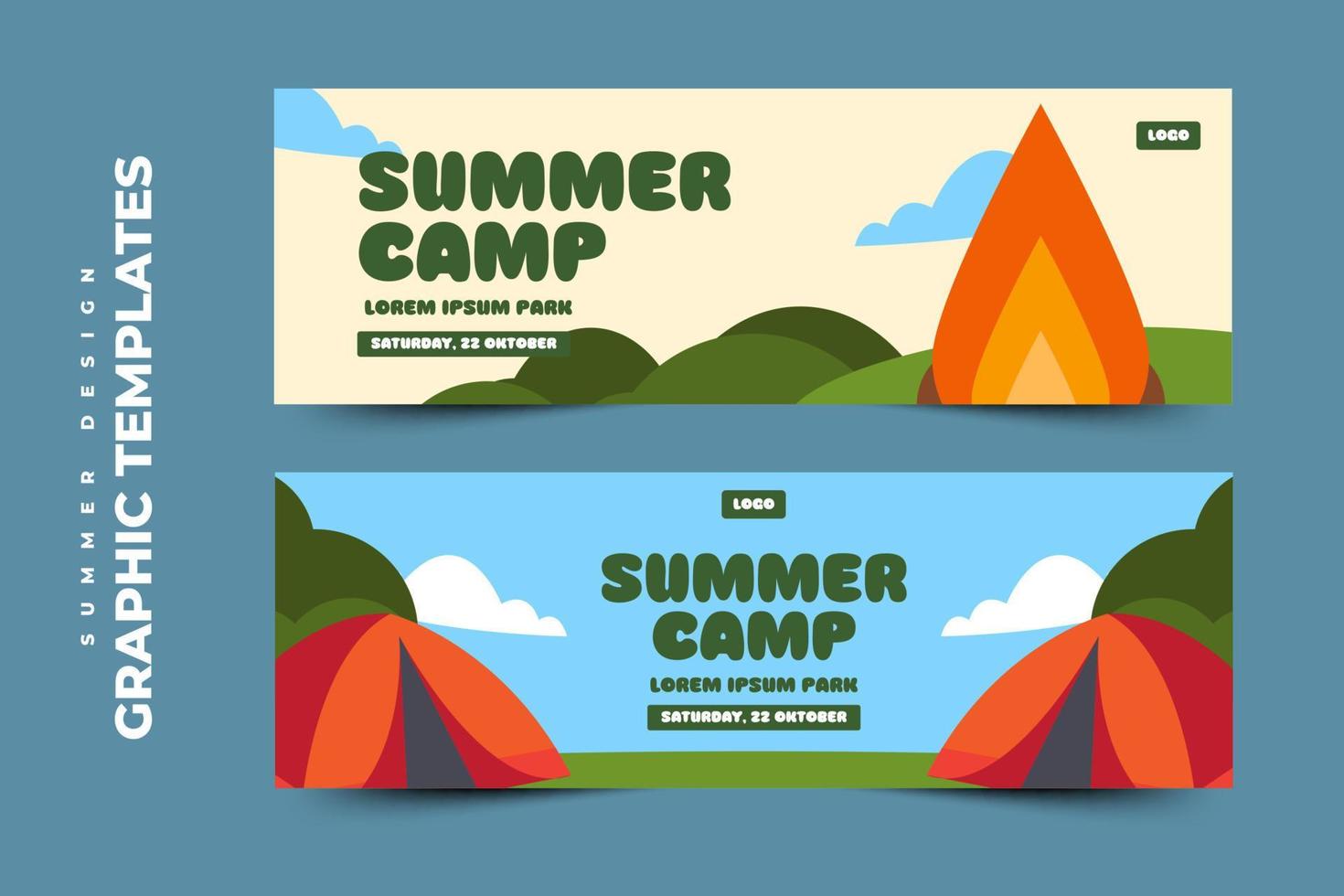 plantilla gráfica de campamento de verano fácil de personalizar diseño simple y elegante vector