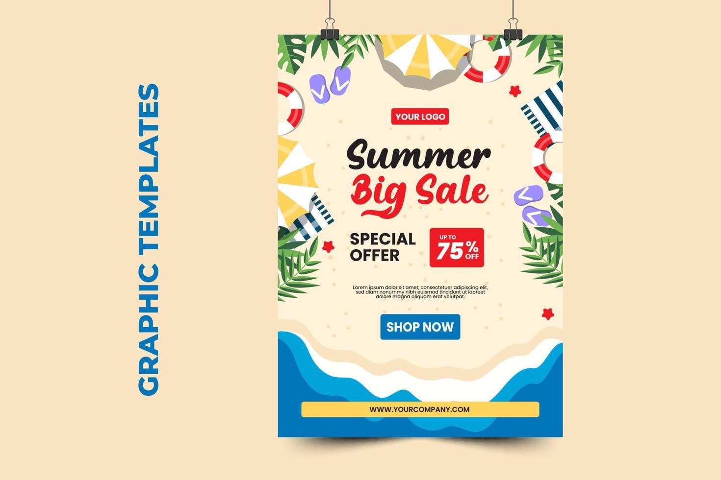 Summer Big Sale Graphic template easy to customize simple and elegant design vector