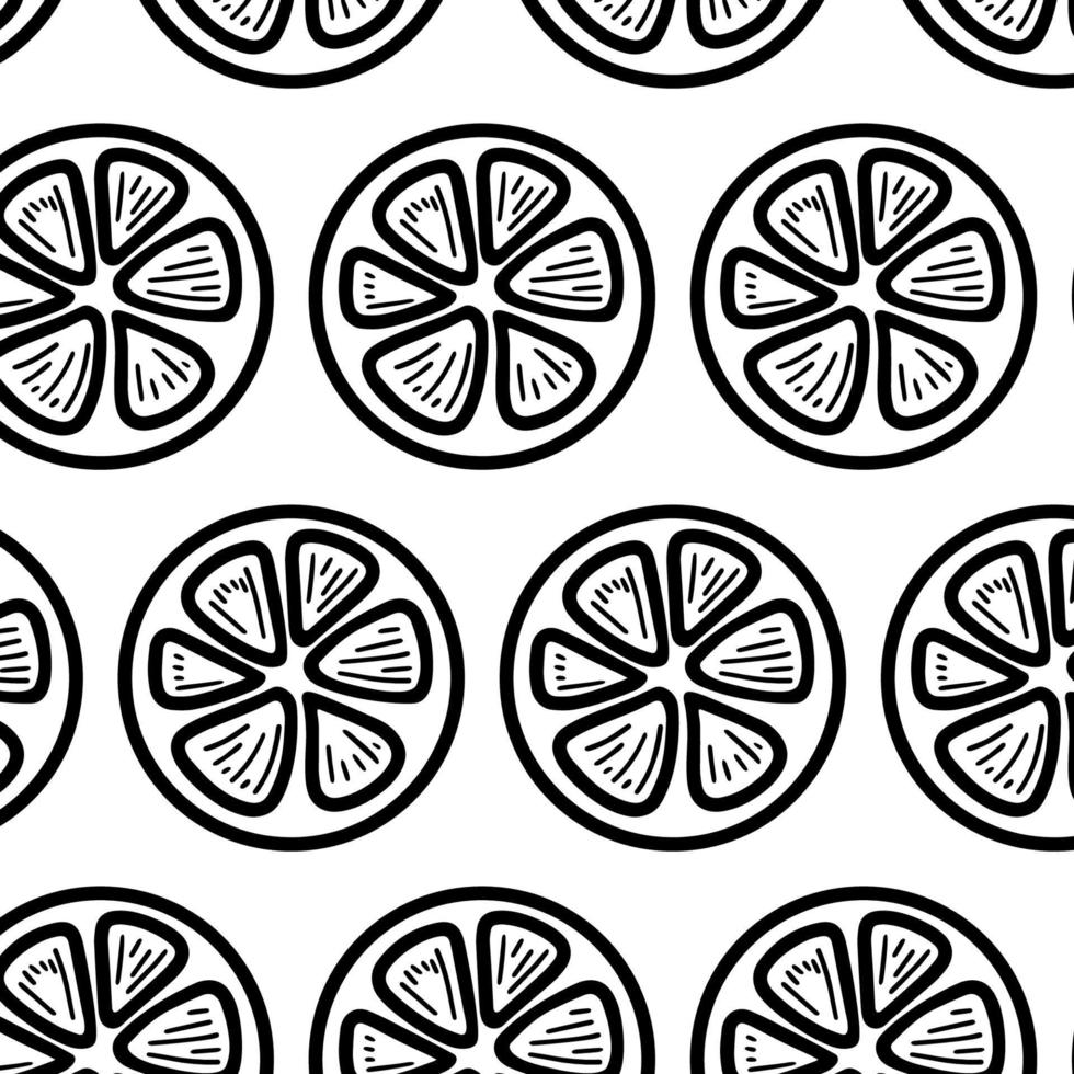 Fresh lemons background, hand drawn icons. Colorful wallpaper vector. Seamless pattern with fresh fruits collection. Decorative illustration, good for printing. Symbol of summer. Doodle style. vector