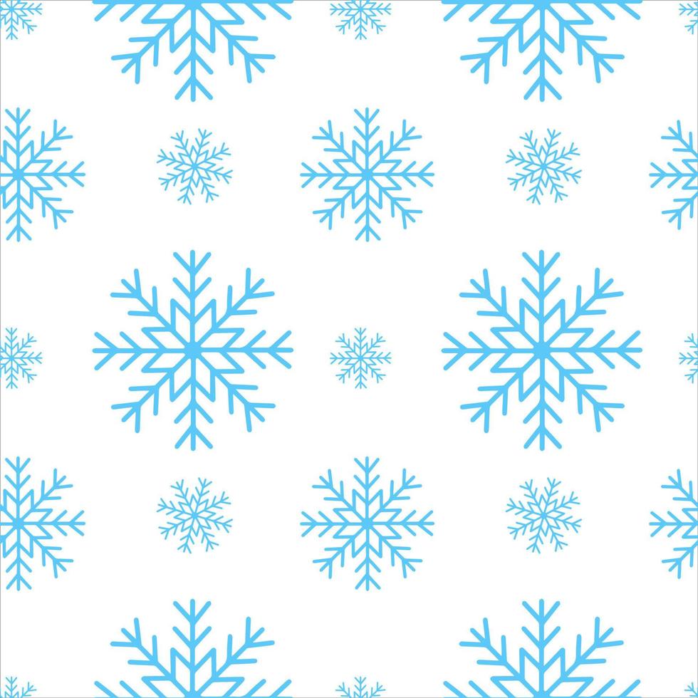 Cute Christmas seamless pattern with snowflakes isolated on white background. Happy new year wallpaper and wrapper for seasonal design, textile, decoration, greeting card. Hand drawn prints and doodle vector