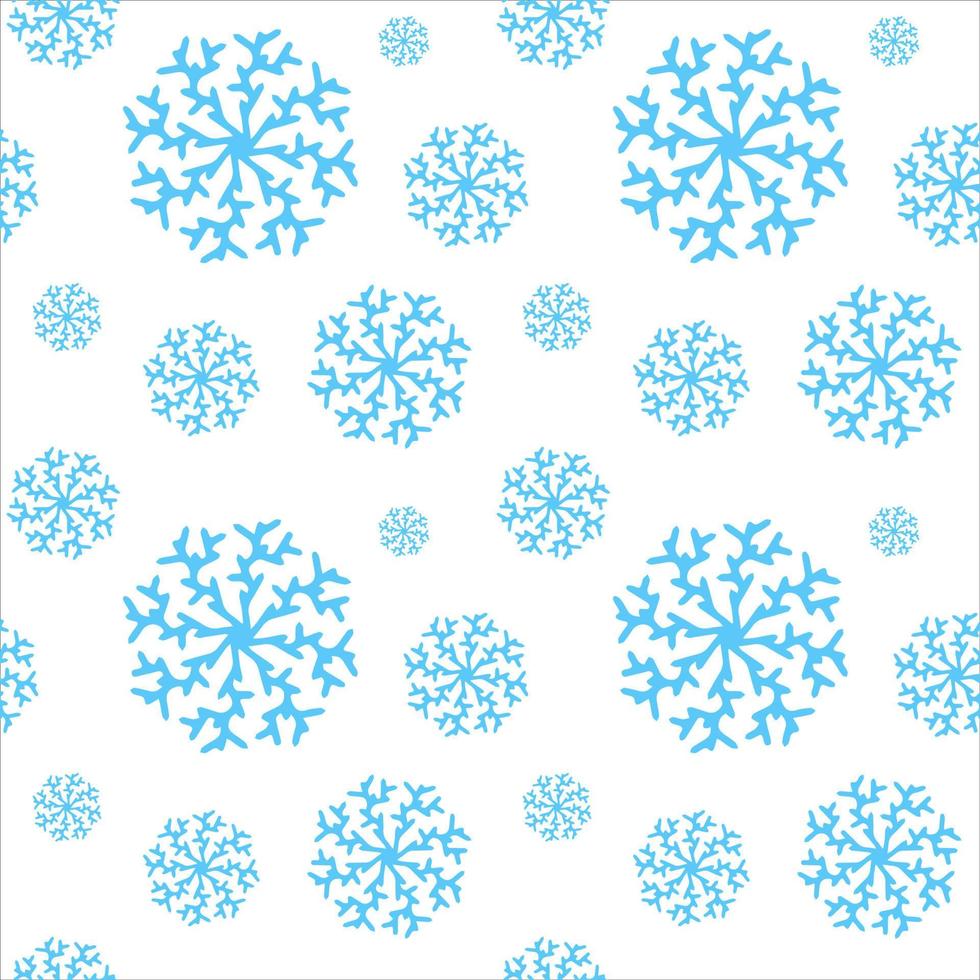 Christmas seamless pattern with snowflakes isolated on white background. Happy new year wallpaper and wrapper for seasonal design, textile, decoration, greeting card. Hand drawn prints and doodle. vector