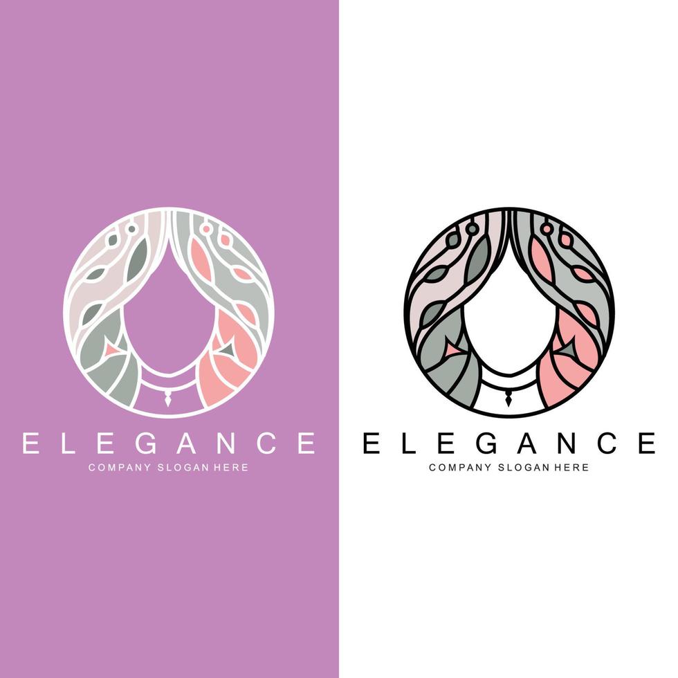 Beauty Woman Logo Design, Hair Care Salon Vector Illustration