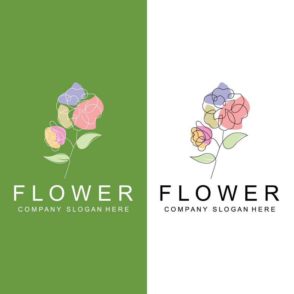 diseño de logotipo floral, icono de línea de estilo de ilustración vectorial ilustraciones abstractas vector