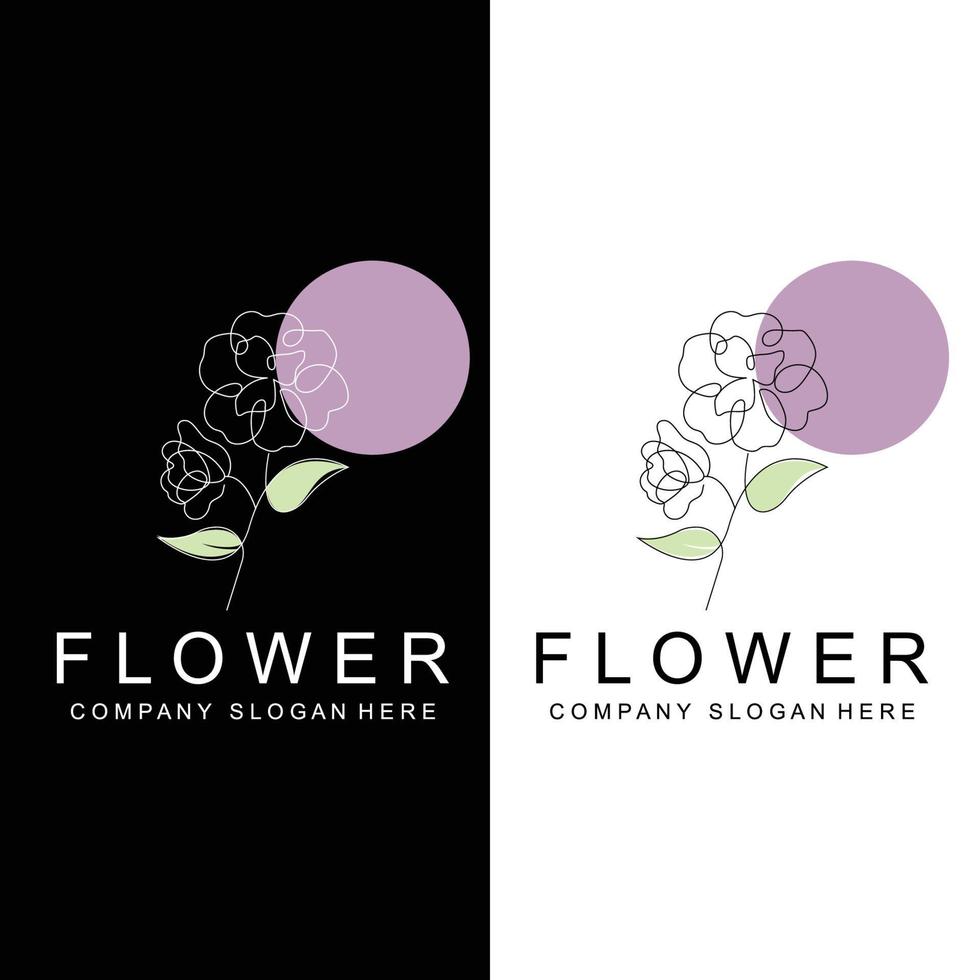 diseño de logotipo floral, icono de línea de estilo de ilustración vectorial ilustraciones abstractas vector