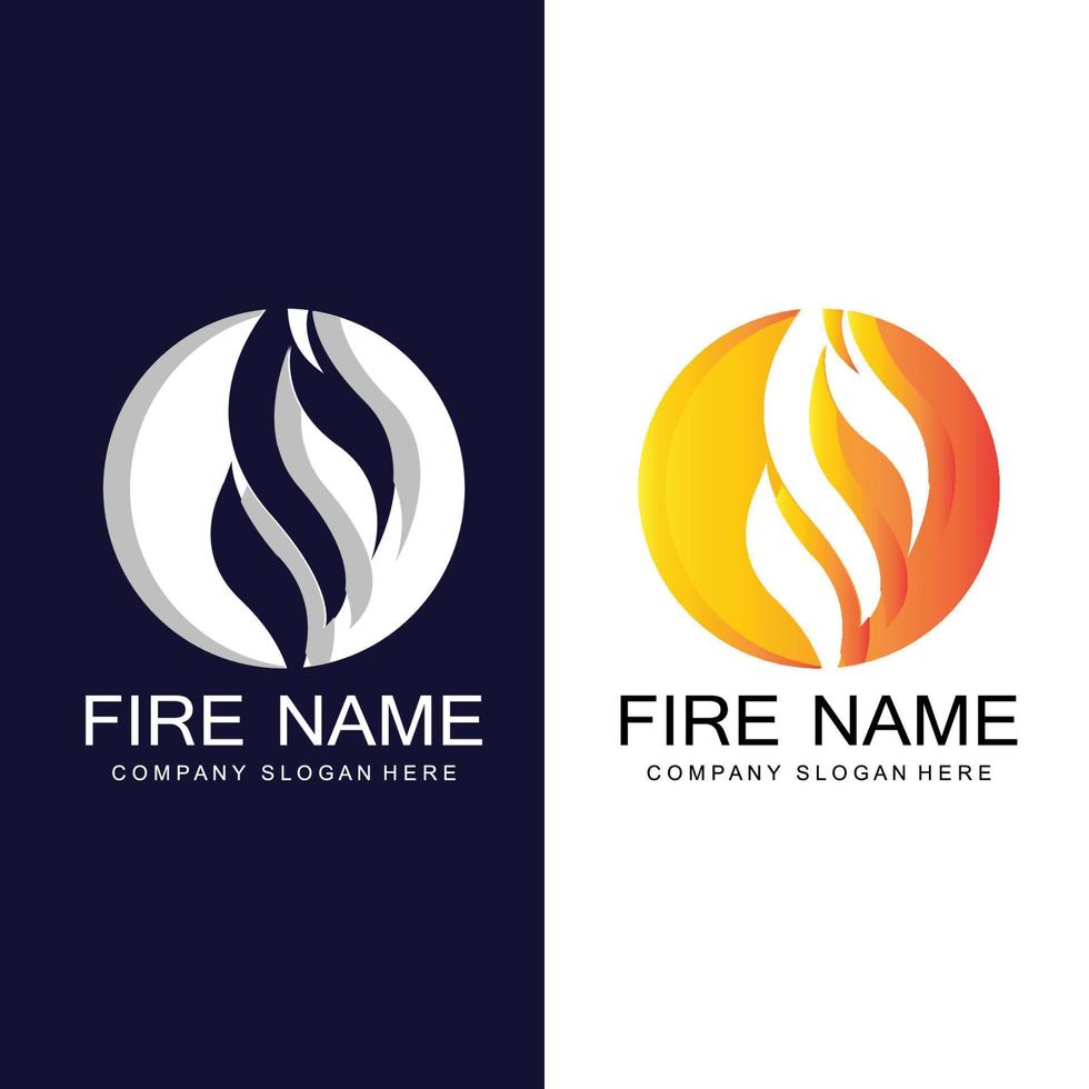 red smoldering fire icon vector logo, classic retro design