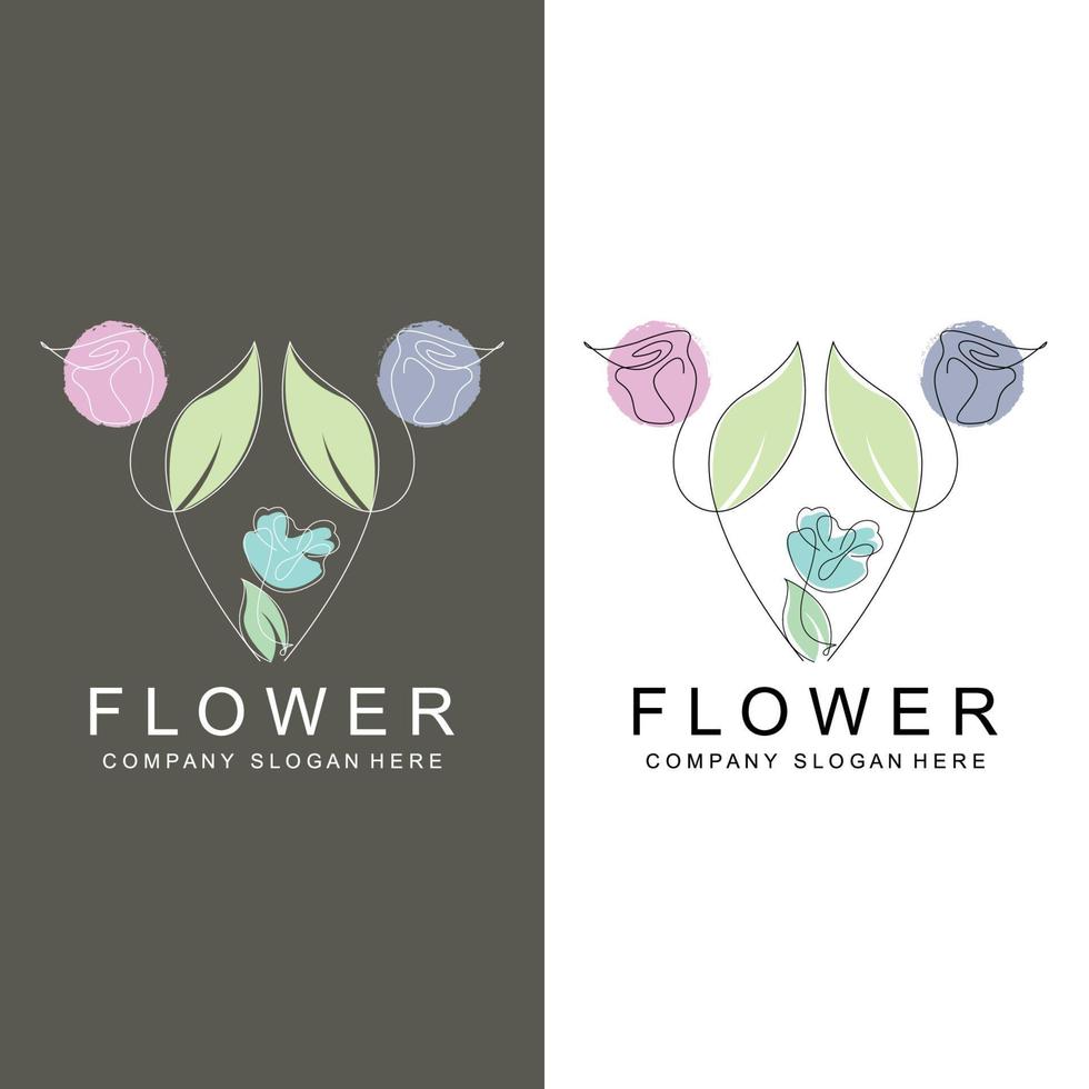 diseño de logotipo floral, icono de línea de estilo de ilustración vectorial ilustraciones abstractas vector