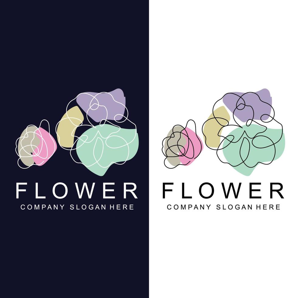 diseño de logotipo floral, icono de línea de estilo de ilustración vectorial ilustraciones abstractas vector