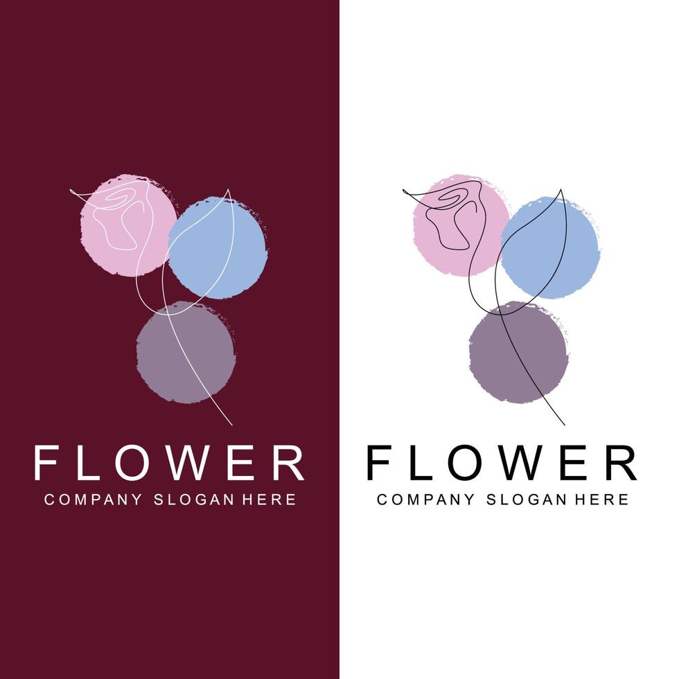 diseño de logotipo floral, icono de línea de estilo de ilustración vectorial ilustraciones abstractas vector