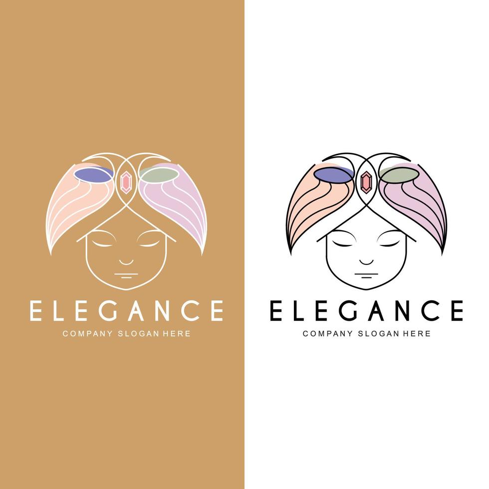 Beauty Woman Logo Design, Hair Care Salon Vector Illustration