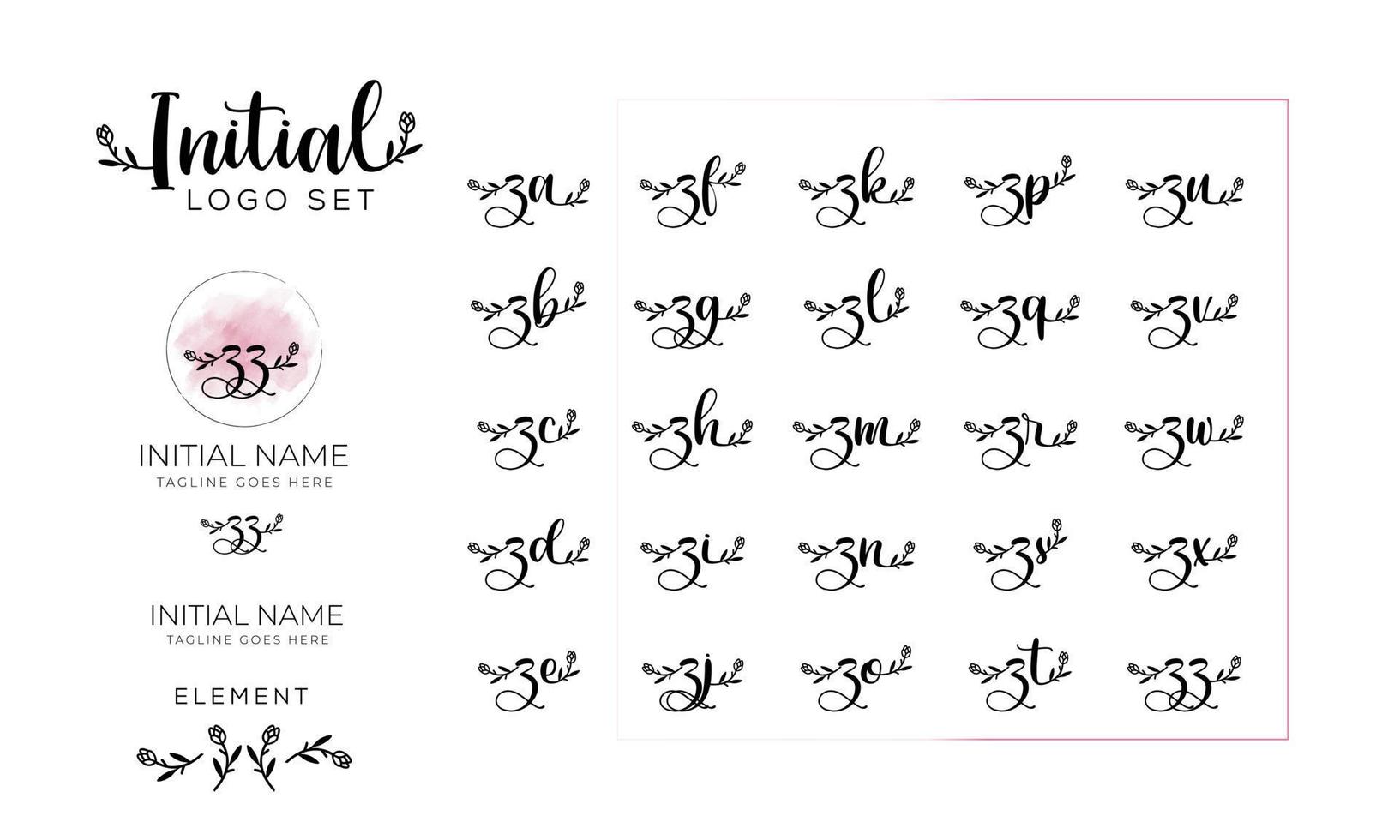 Feminine initial letter logo collection. vector illustration