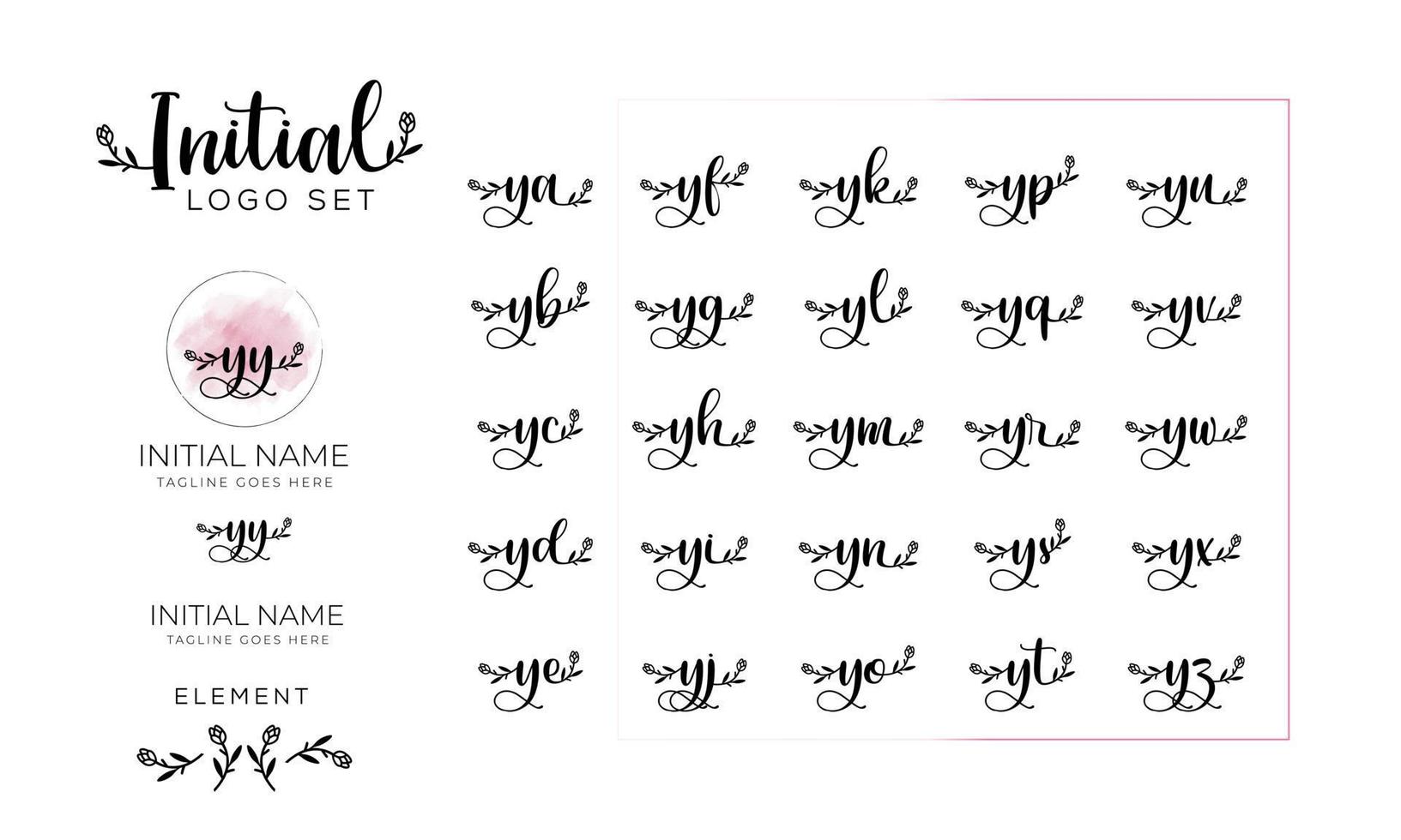 Feminine initial letter logo collection. vector illustration