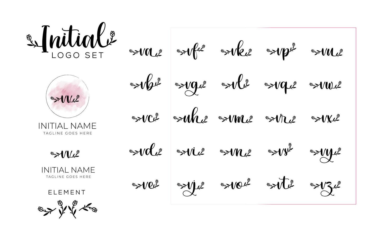 Feminine initial letter logo collection. vector illustration