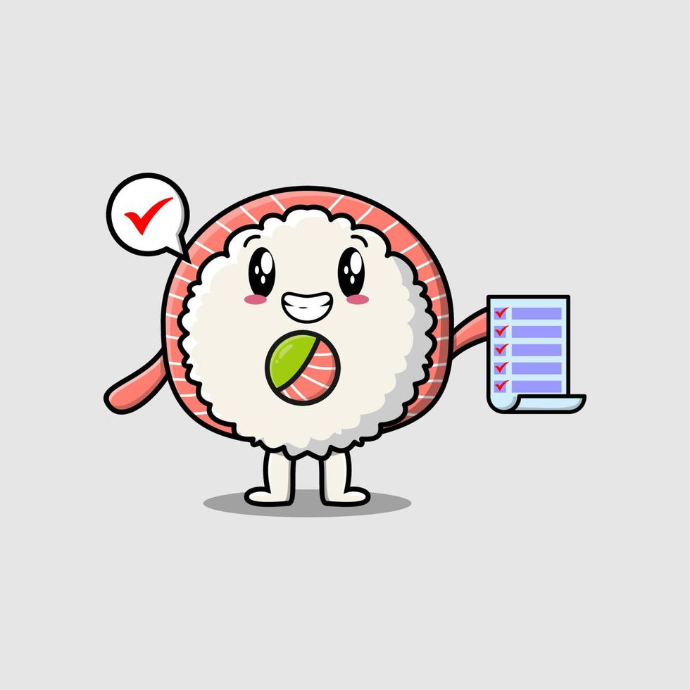 cartoon Rice sushi rolls sashimi checklist note vector