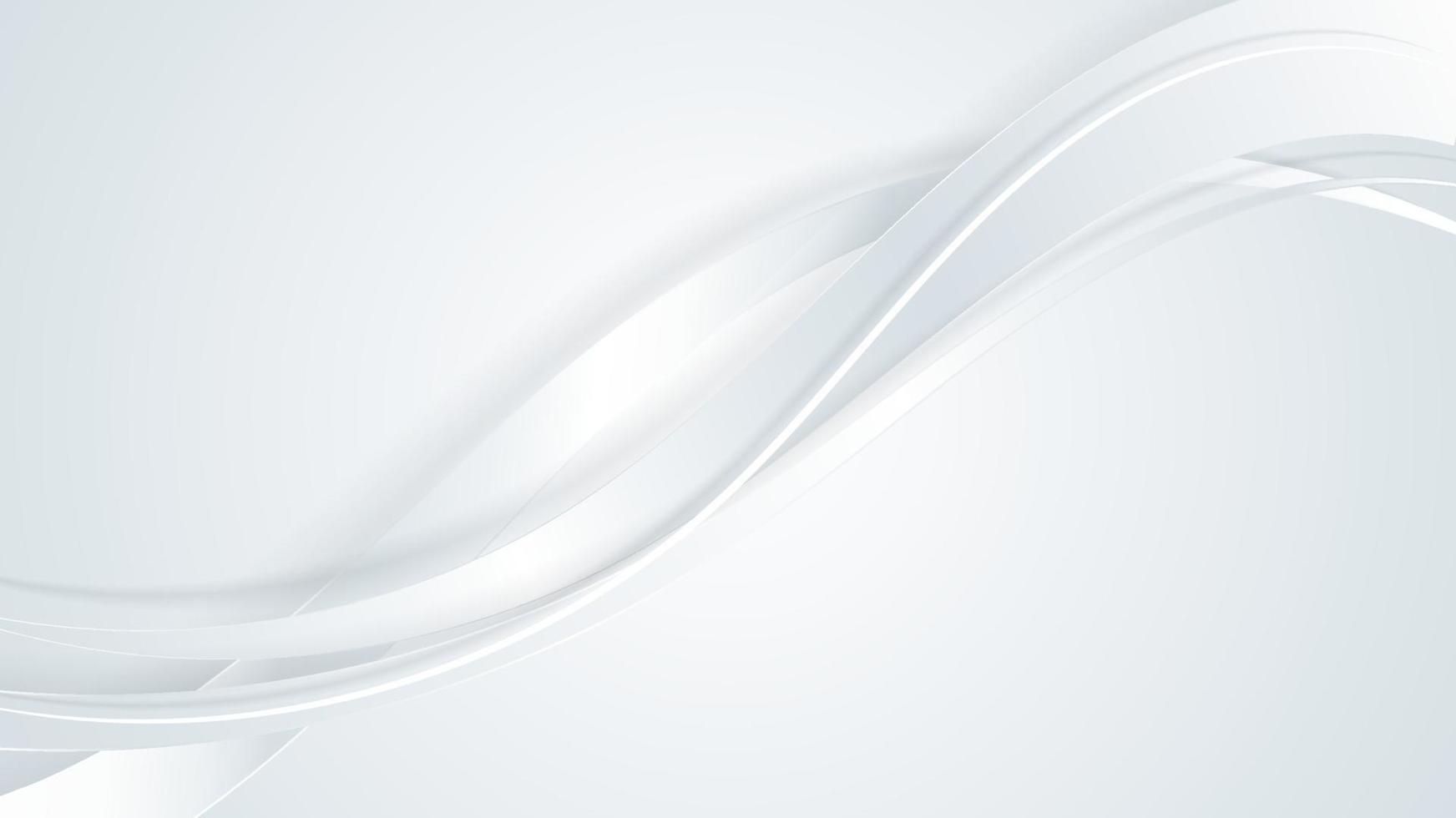 Abstract luxury 3D white and gray ribbon wave curved lines on clean background vector