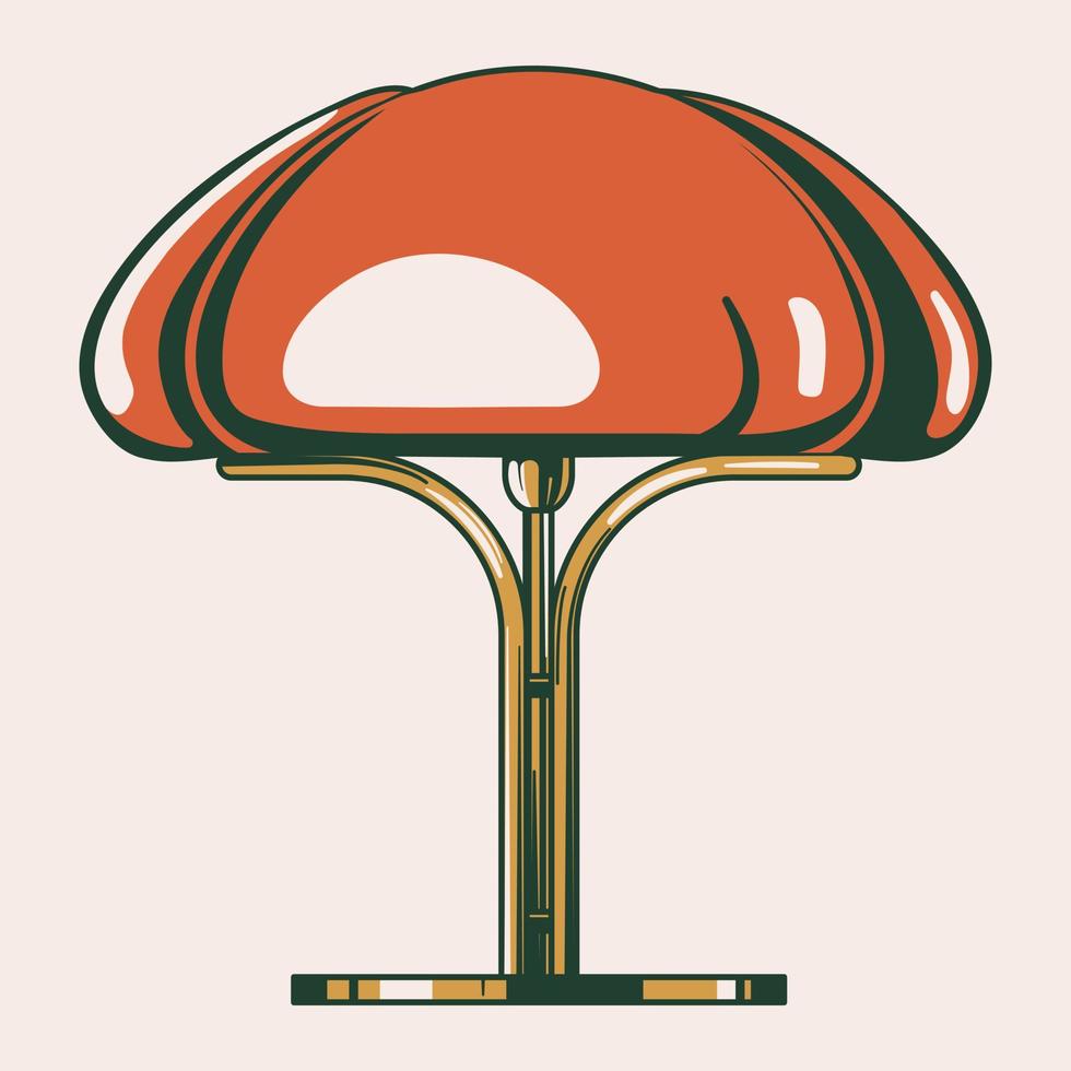 Vintage Retro mushroom Lamp Illustration Icon Design Vector Print