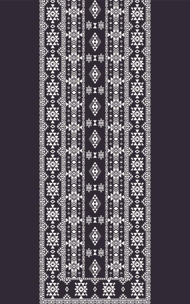 Ethnic dress, shirts pattern. Ethnic neckline embroidery pattern. Aztec southwest geometric neckline black and white color pattern. Tribal art shirts fashion. Neck embroidery border ornaments. vector