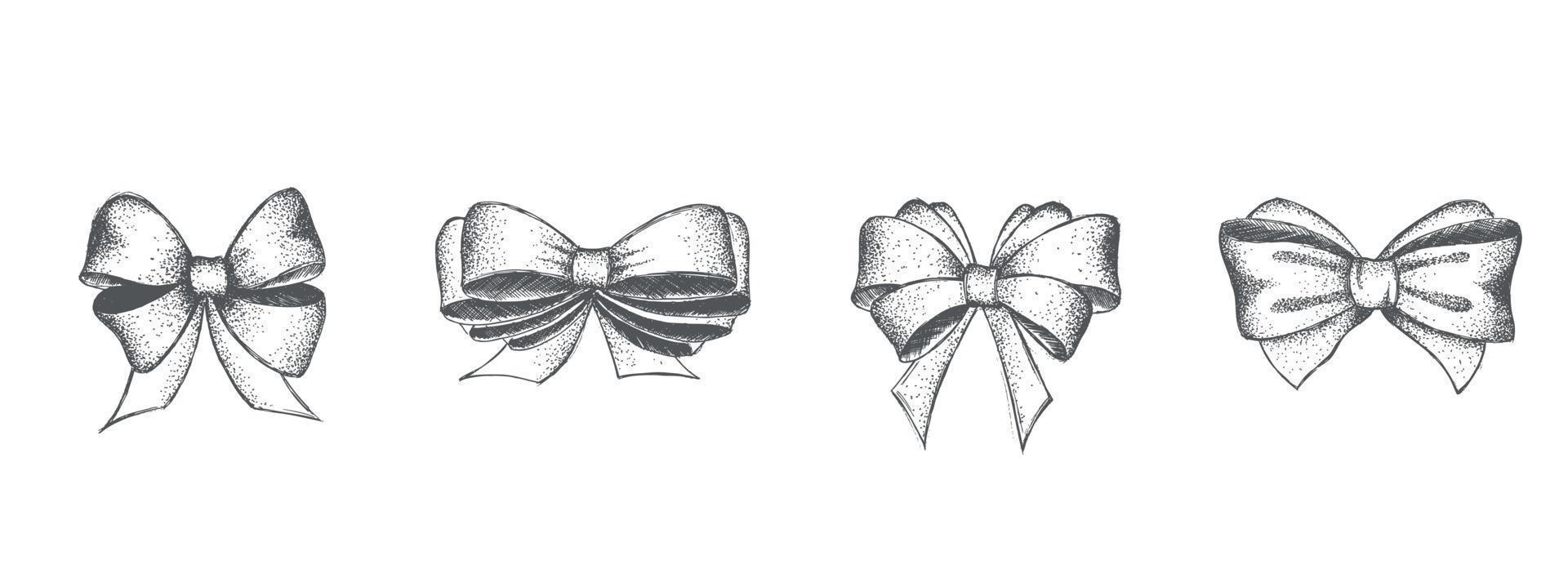 Decorative bows. Hand drawn illustration. vector