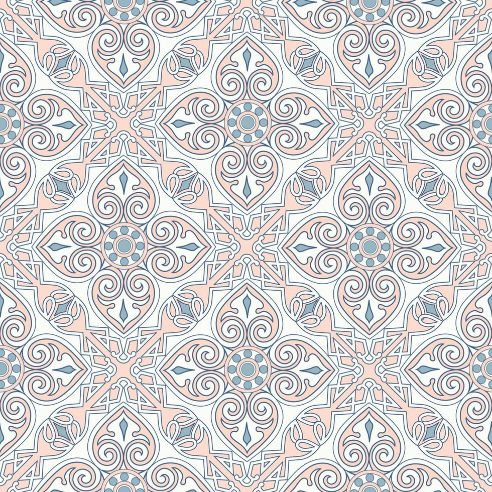 patrón sin costuras con adorno floral asiático. textura ornamental abstracta. fondo artístico de mosaico de florecimiento diagonal en estilo árabe oriental vector