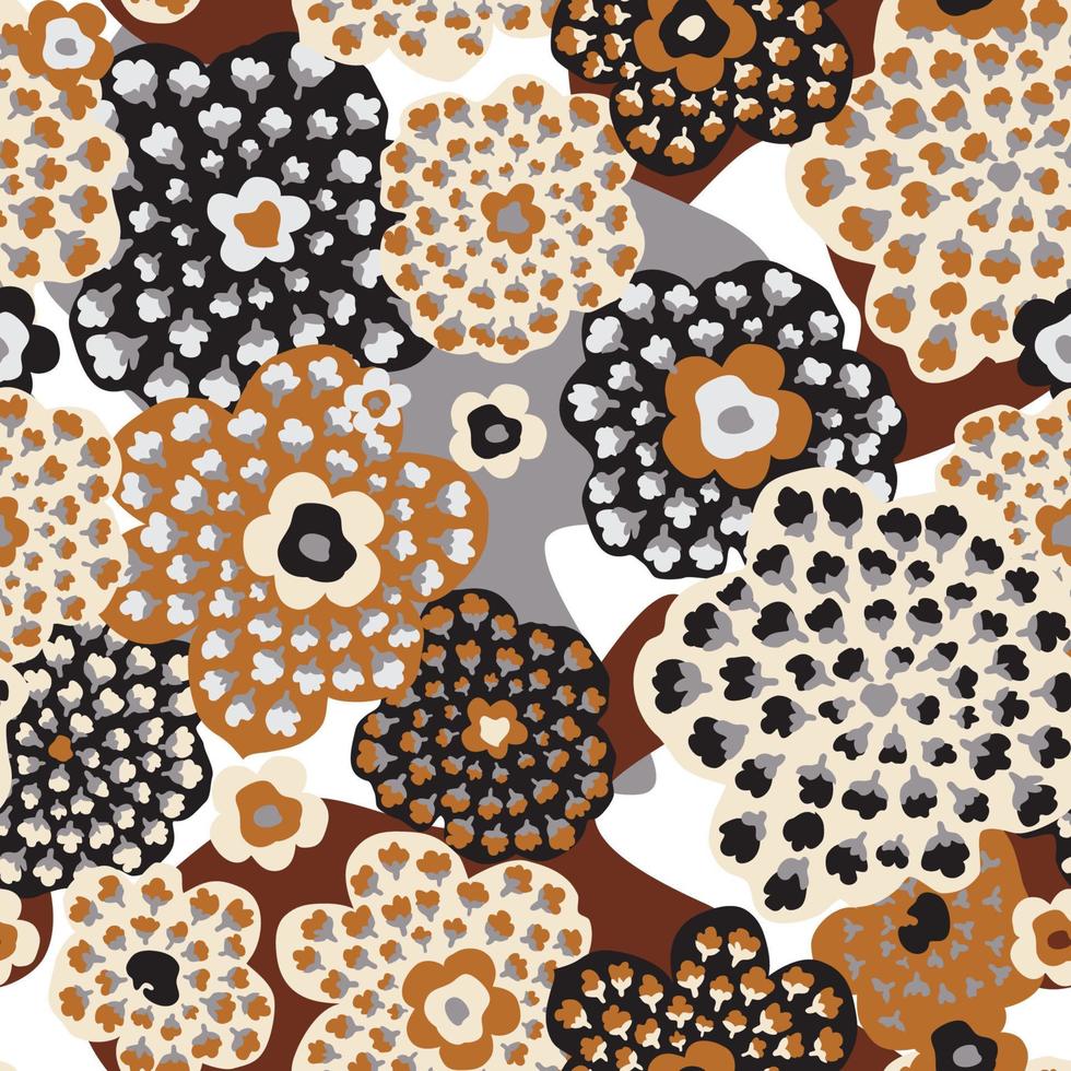 Abstract seamless floral pattern with flowers, dots, leaves. Chaotic flowing dotted petals. Artistic stylish tiled  background. vector