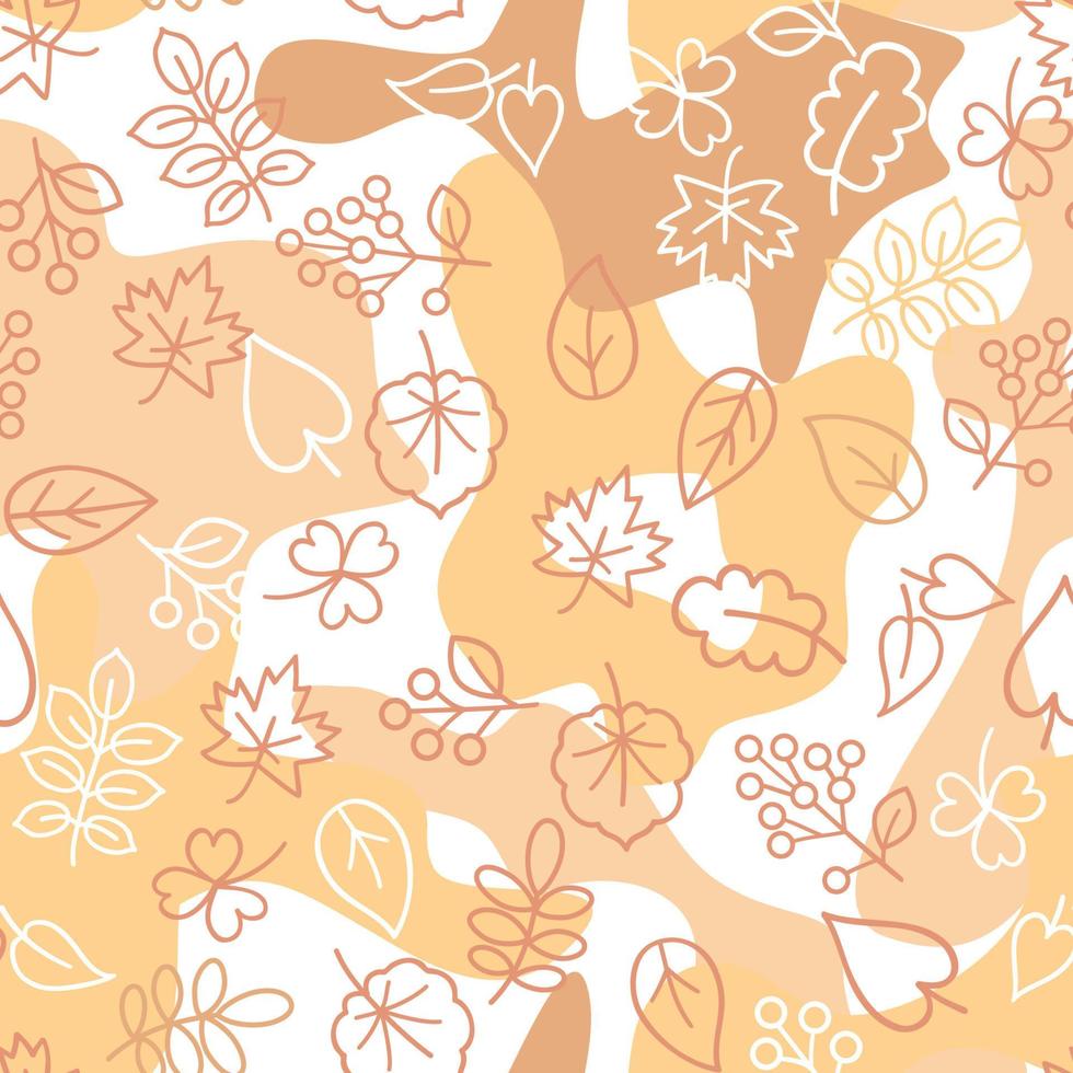 hojas de otoño de patrones sin fisuras. papel tapiz floral de temporada. fondo de naturaleza de hoja de otoño. florecer naturaleza otoño jardín hojas ornamental textura vector