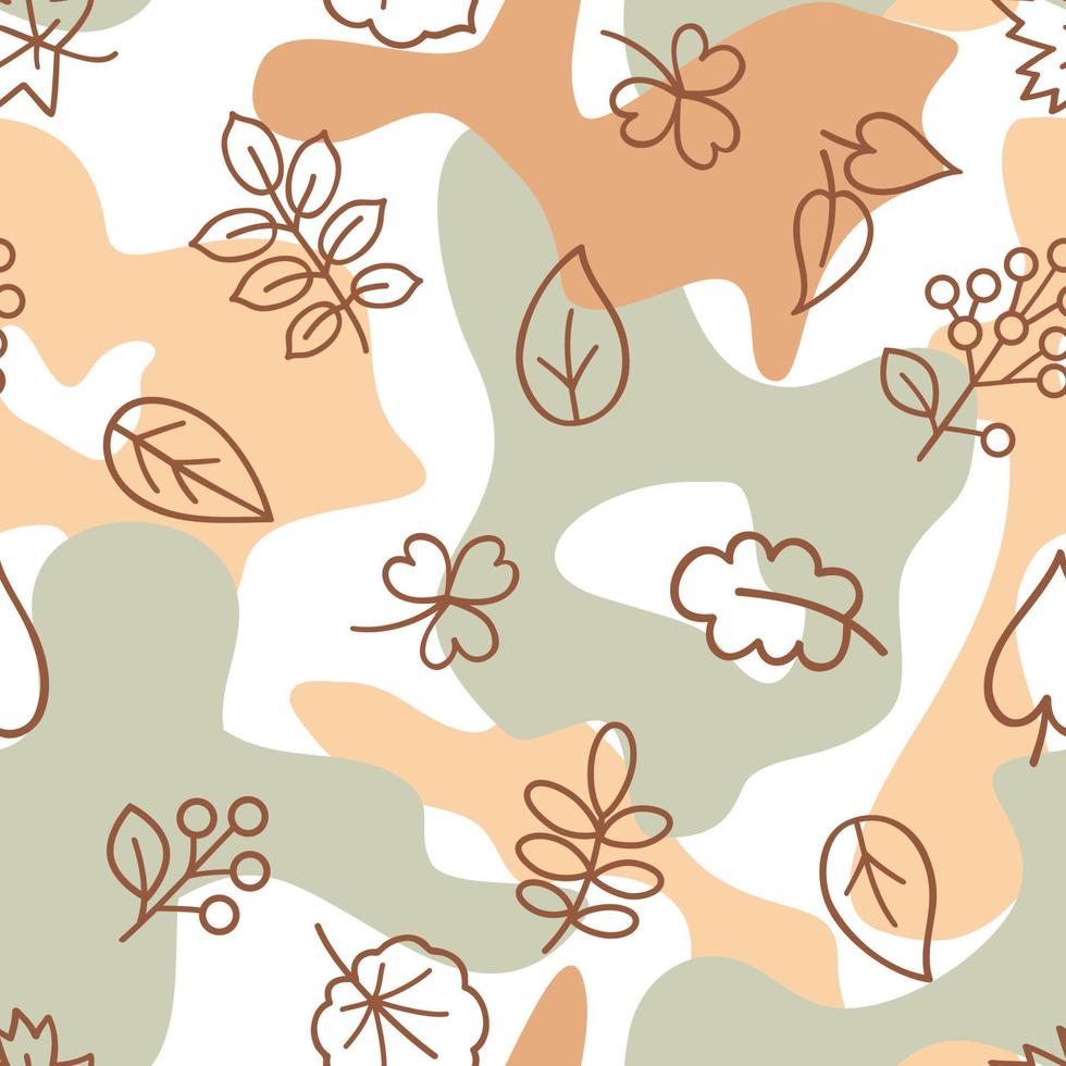 hojas de otoño de patrones sin fisuras. caen los iconos de la naturaleza de la hoja y de las bayas sobre el fondo blanco. florecer naturaleza otoño jardín hojas ornamental textura vector