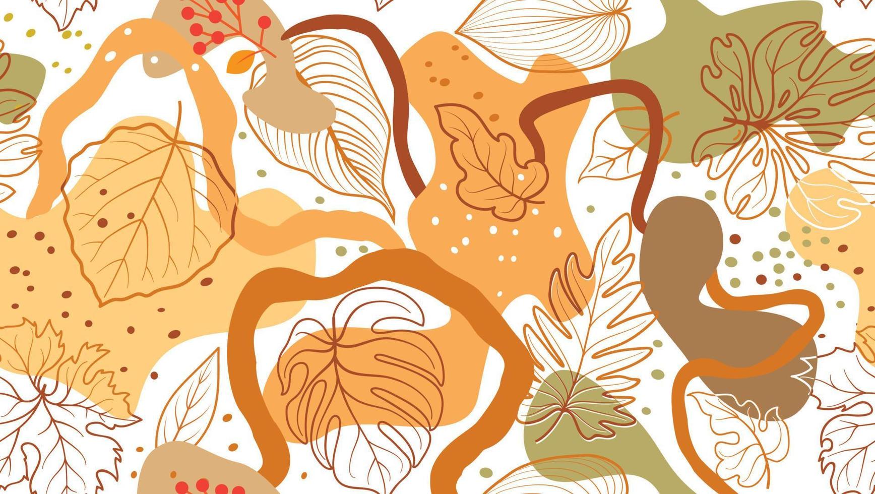 hojas de otoño de patrones sin fisuras. papel tapiz horizontal floral de temporada. fondo de naturaleza de hoja de otoño. vector