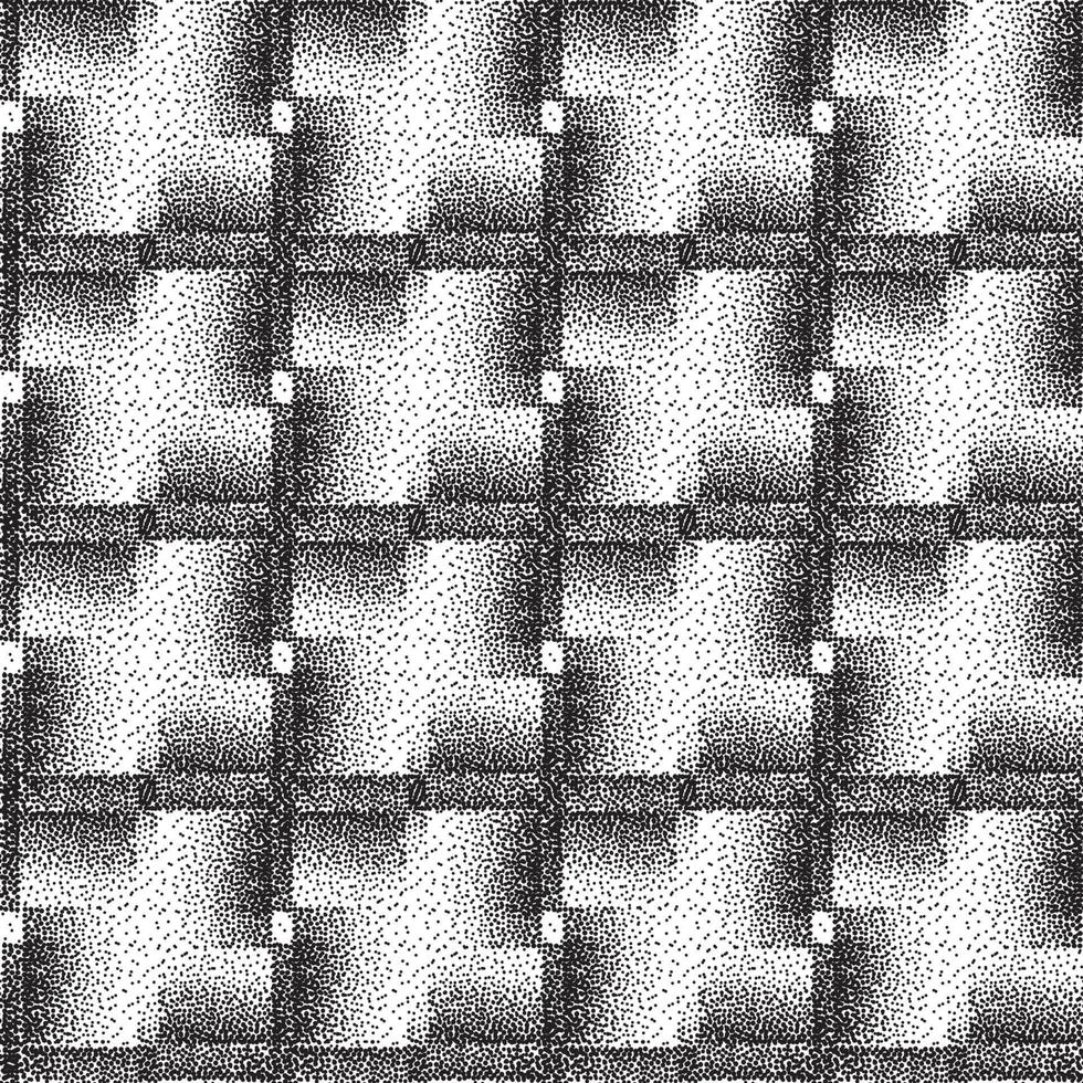 Abstract geometric dotted square shape checkered seamless pattern. Artistic polka dot ornamental stylish background. Abstract  tiled monochrome texture vector