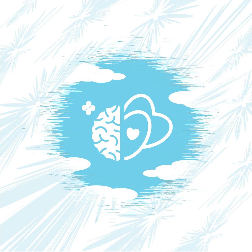 commemorating world mental health day, with the concept of brain hearth and plant vector