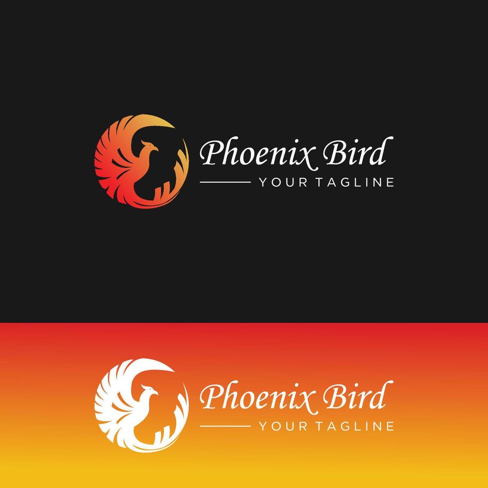 Phoenix logo template, fire bird vector