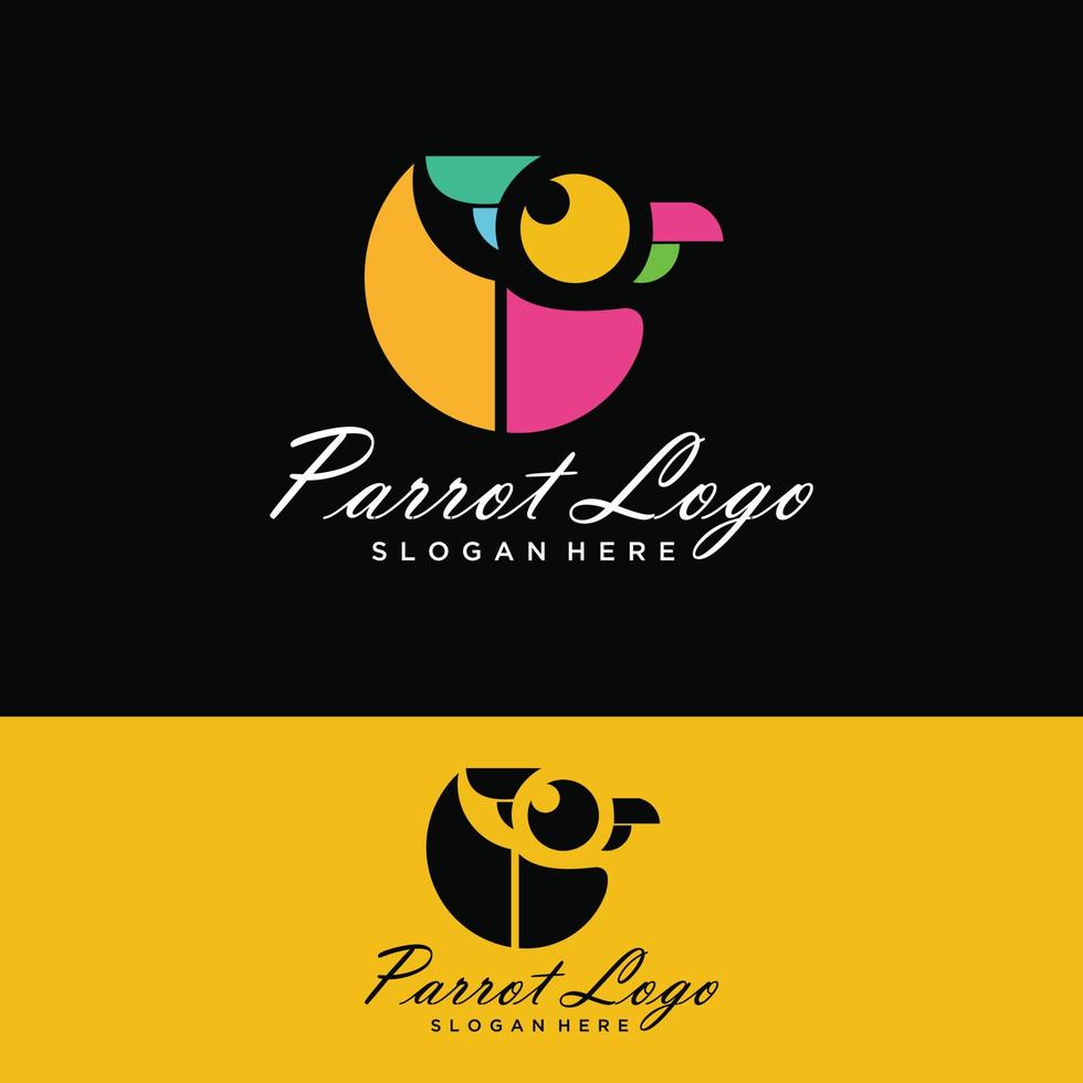 logo colorido de pájaro simple. signo de loro. logotipo de tecnología, diseño de concepto de tecnología de aves vector