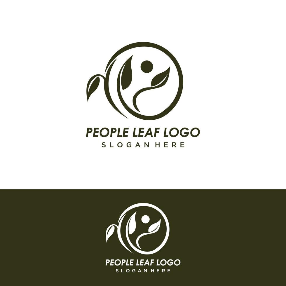 human with leaf nature logo for spa logo template vector