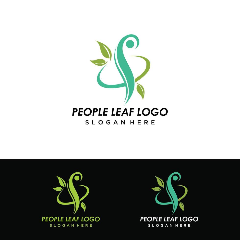 logotipo de naturaleza humana con hoja para plantilla de logotipo de spa vector