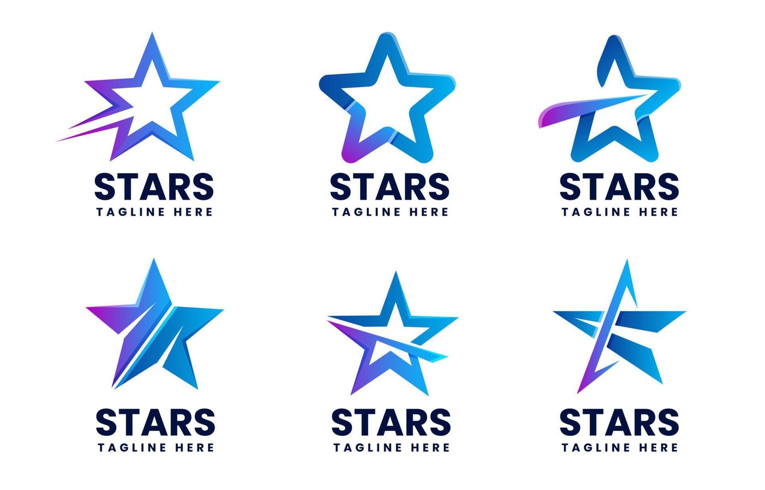 Modern Gradient Logo Stars Set Collection vector