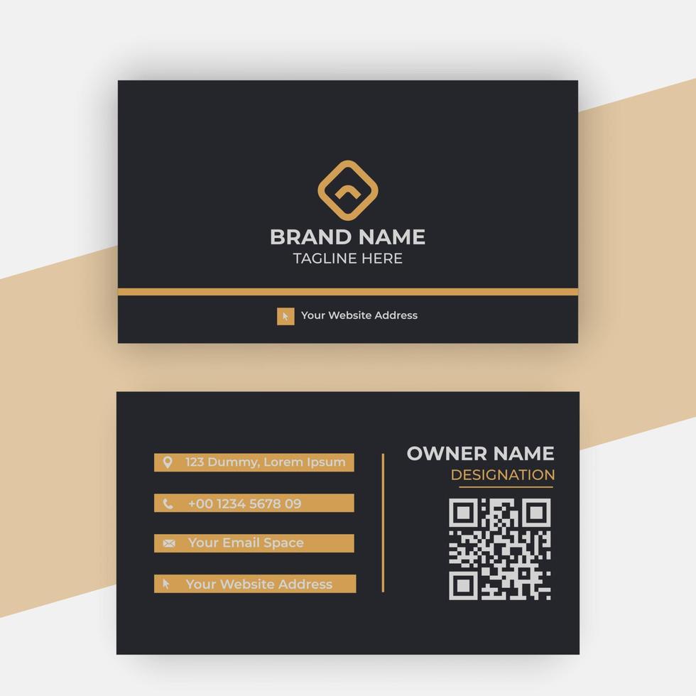 Simple, Clean, Elegant and Professional Business Card Template in Golden Black vector
