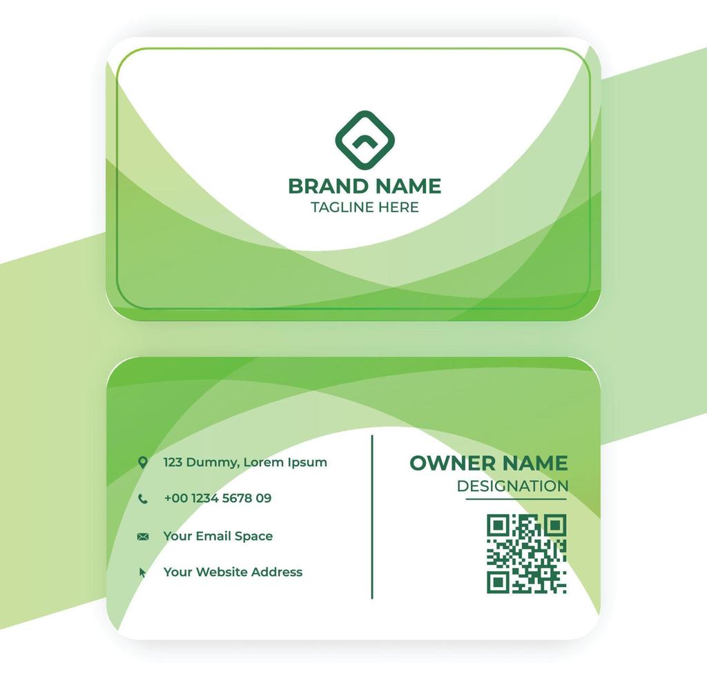 Simple, Clean, Elegant and Professional Business Card Template in green gradient vector