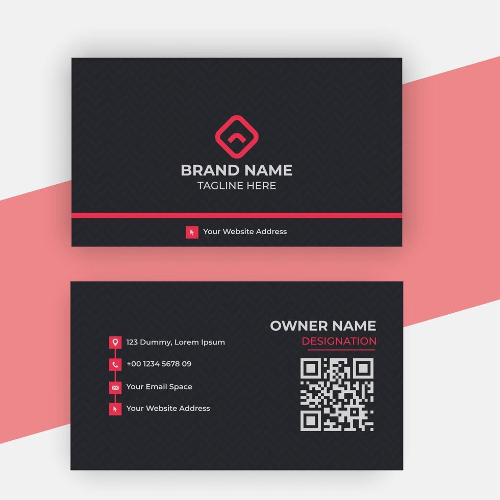 Simple, Clean, Elegant and Professional Business Card Template in Red and Black vector
