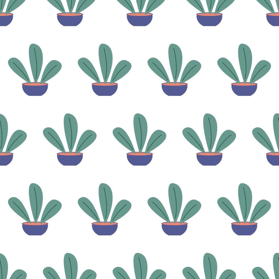 seamless pattern with beautiful houseplants. Flat cartoon vector illustration.