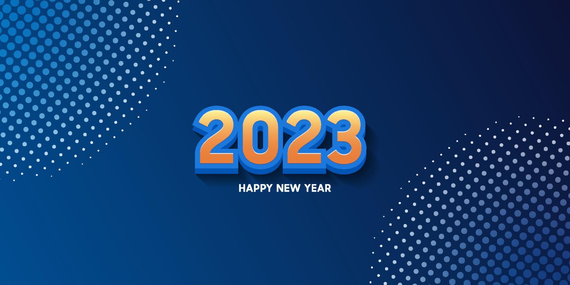 2023 numbers design happy new year 2023 3d numbers and halftone background vector