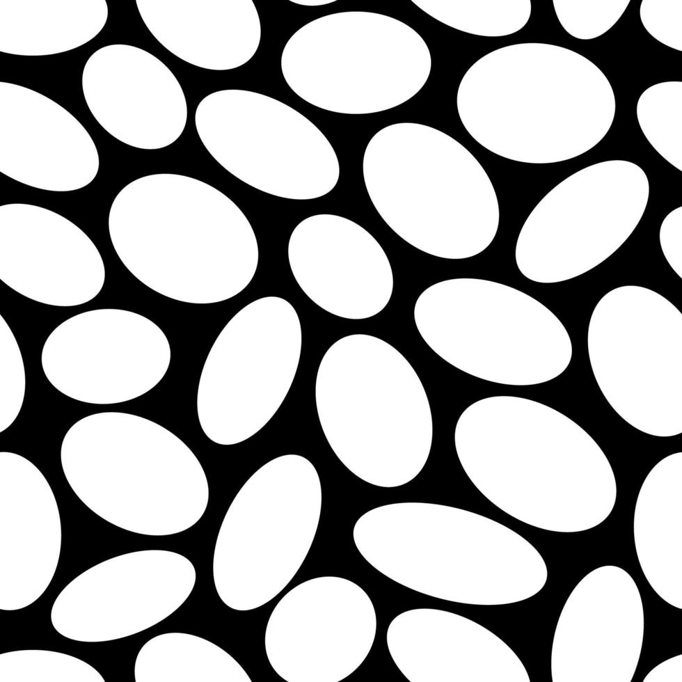 Ovals black and white abstract seamless vector pattern