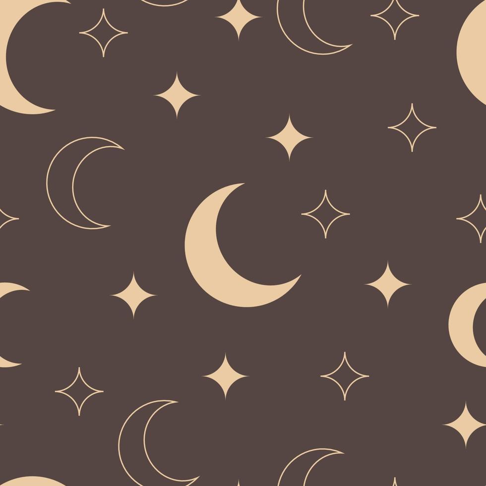 Moon and stars seamless pattern vector