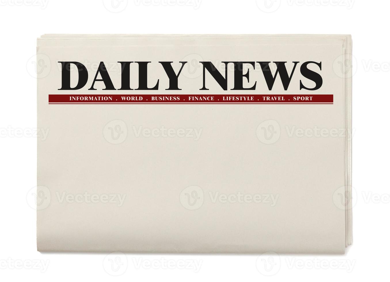 Blank Daily Newspaper isolated on white background, Daily Newspaper mock-up concept photo