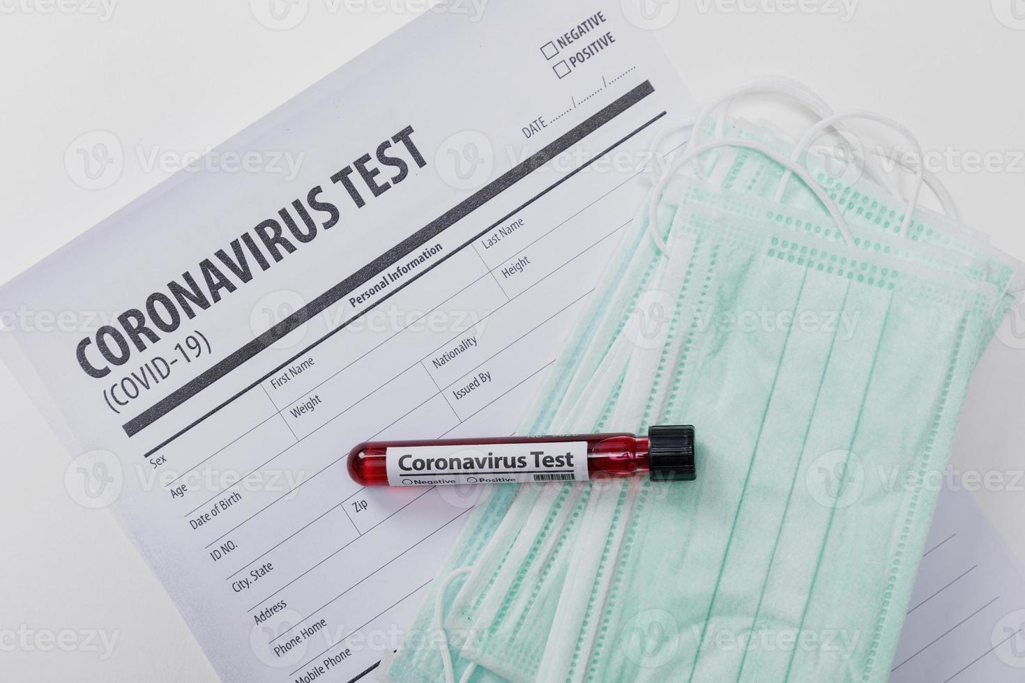 Testing patients blood samples for Coronavirus Outbreak COVID-19 in the laboratory with doctor medical equipment, New coronavirus 2019-nCoV from Wuhan China concept, with copy space photo