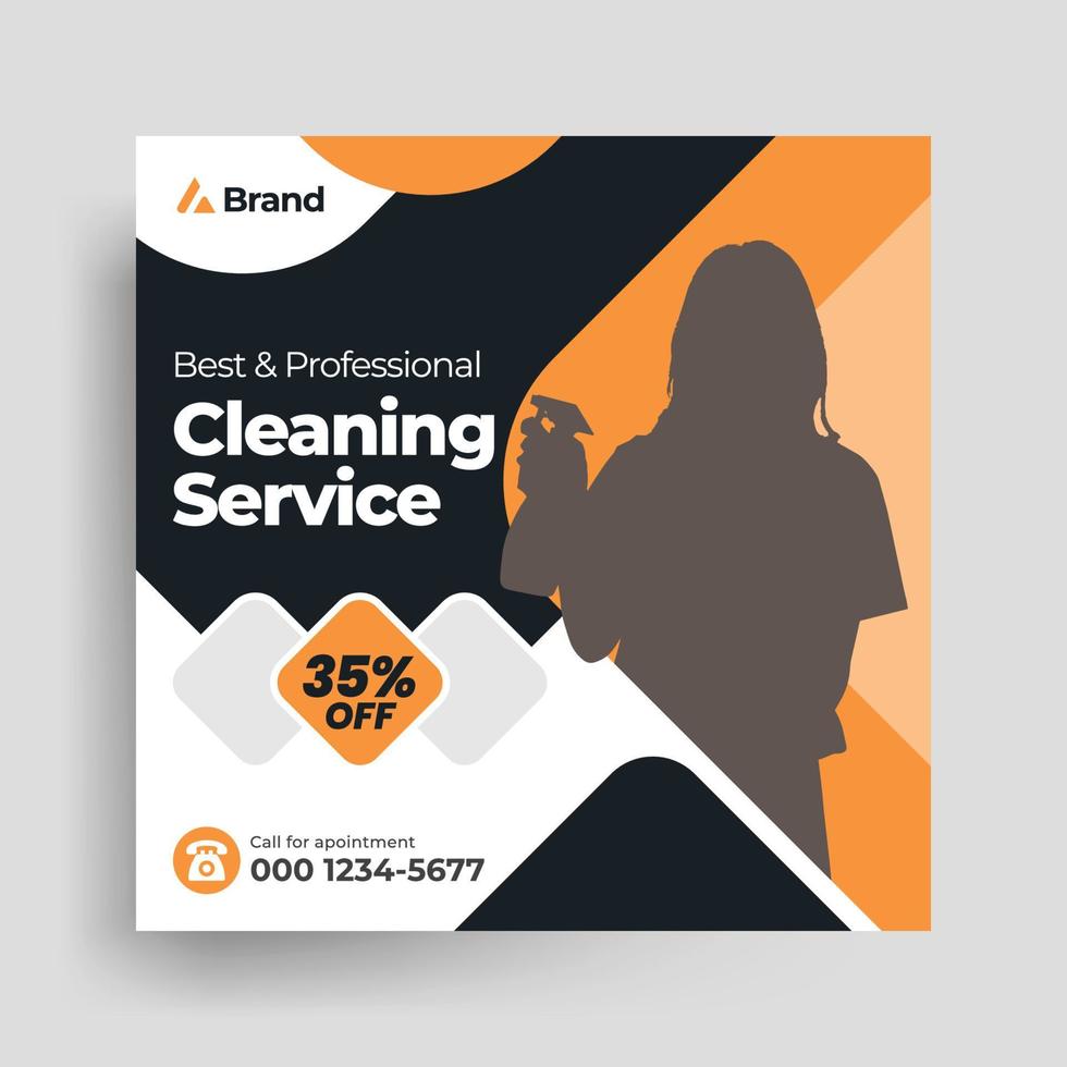 Best cleaning service social media post vector template