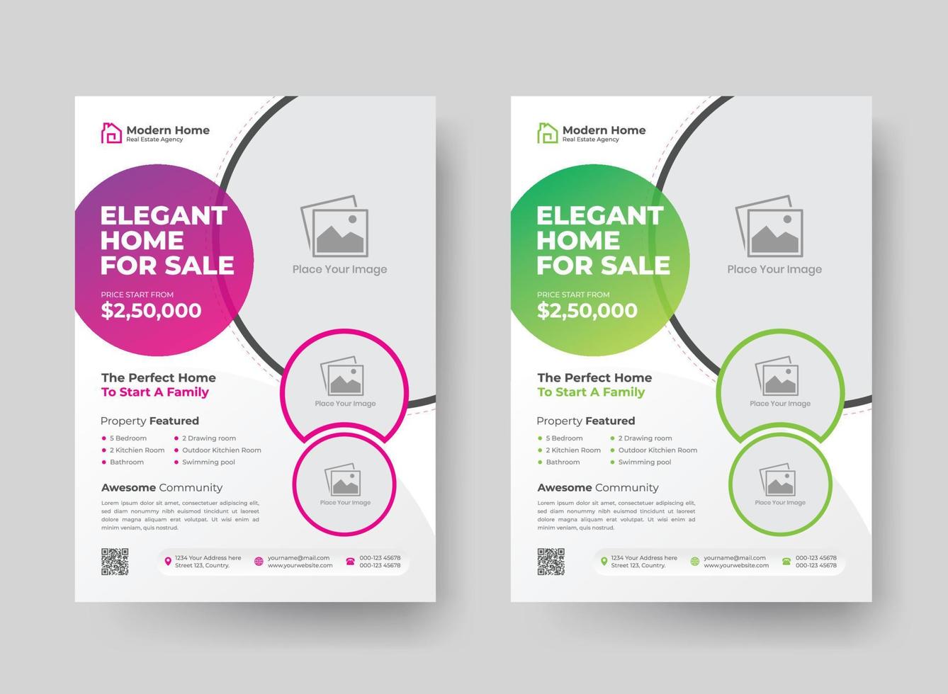 Elegant real estate business flyer design template vector