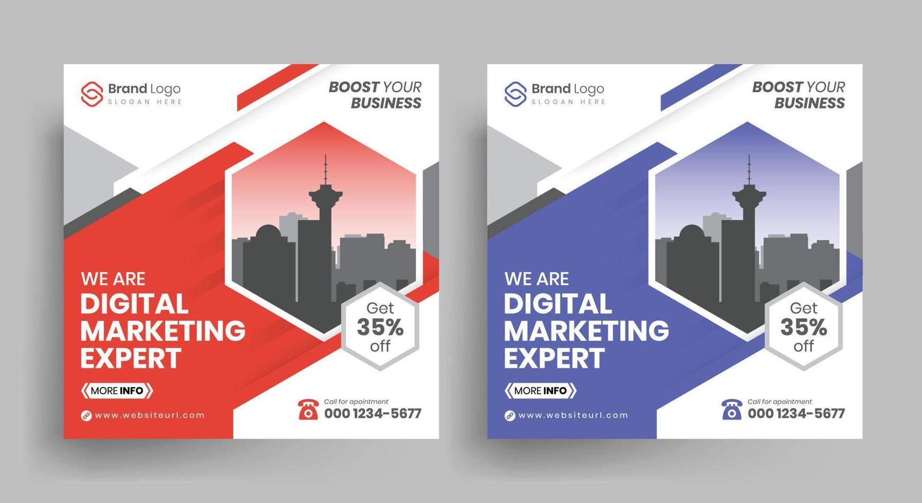 digital marketing social media post, business marketing post banner template vector