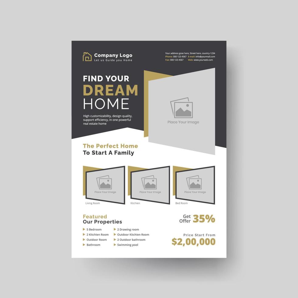 Elegant real estate business flyer design template vector