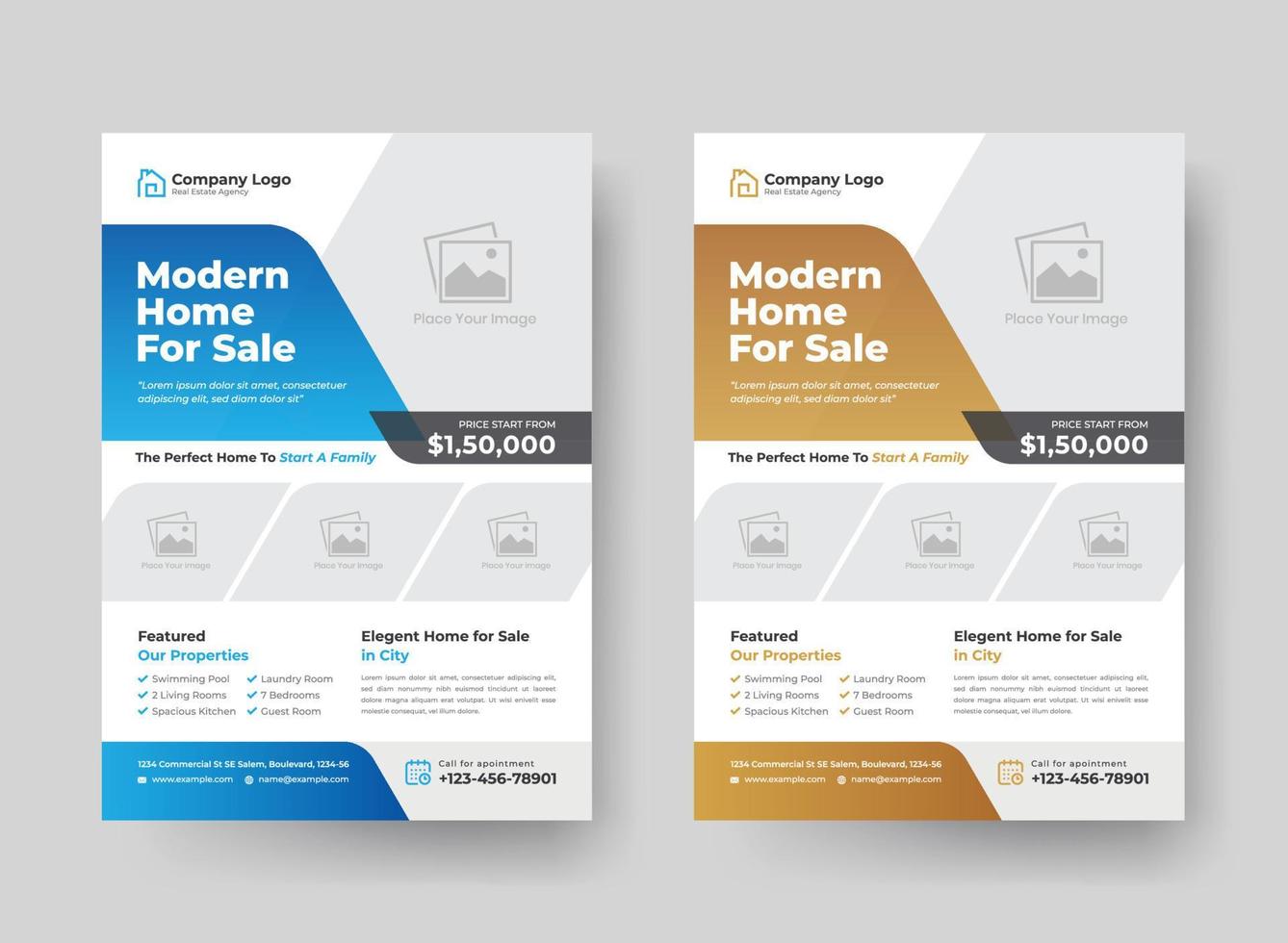 elegante plantilla de diseño de volante de negocios inmobiliarios vector